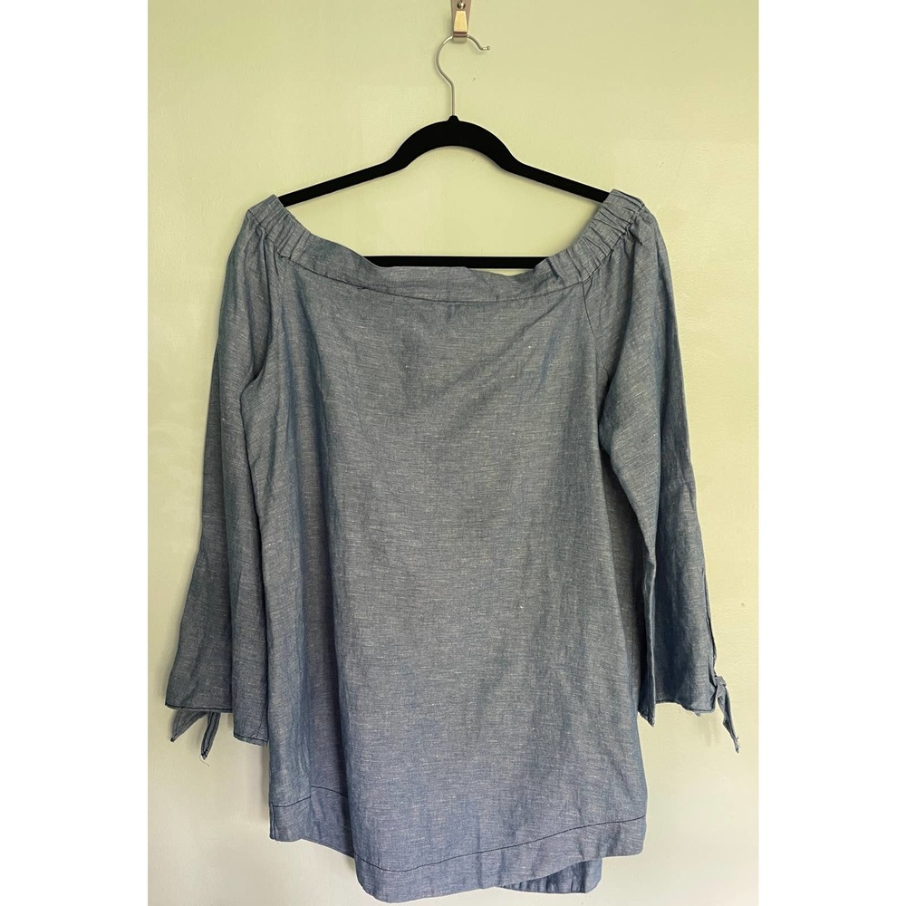 Women's Free People Chambray Off the Shoulder Shirt Size Med